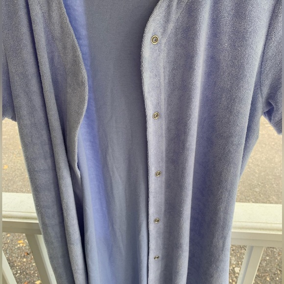 Vermont Country Store Terry Snap-Front Duster Size Small Periwinkle - NWOT Robe - Picture 6 of 11